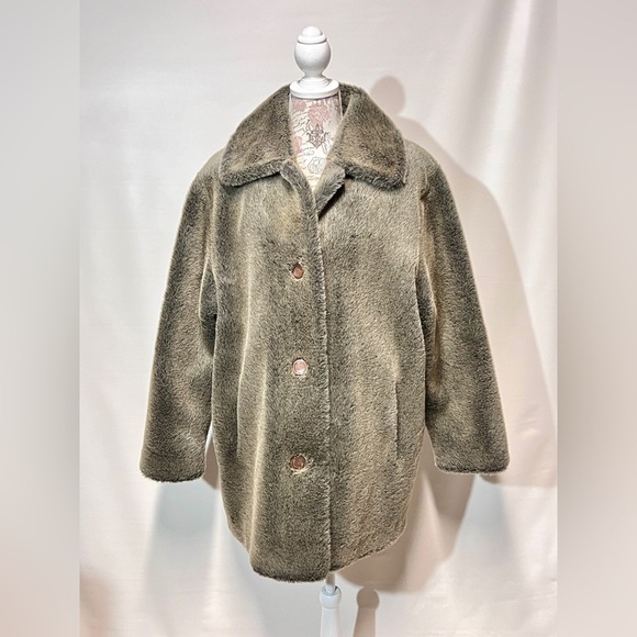 BERNARDO Taupe‎ faux fur Teddy jacket size L. - Picture 6 of 15